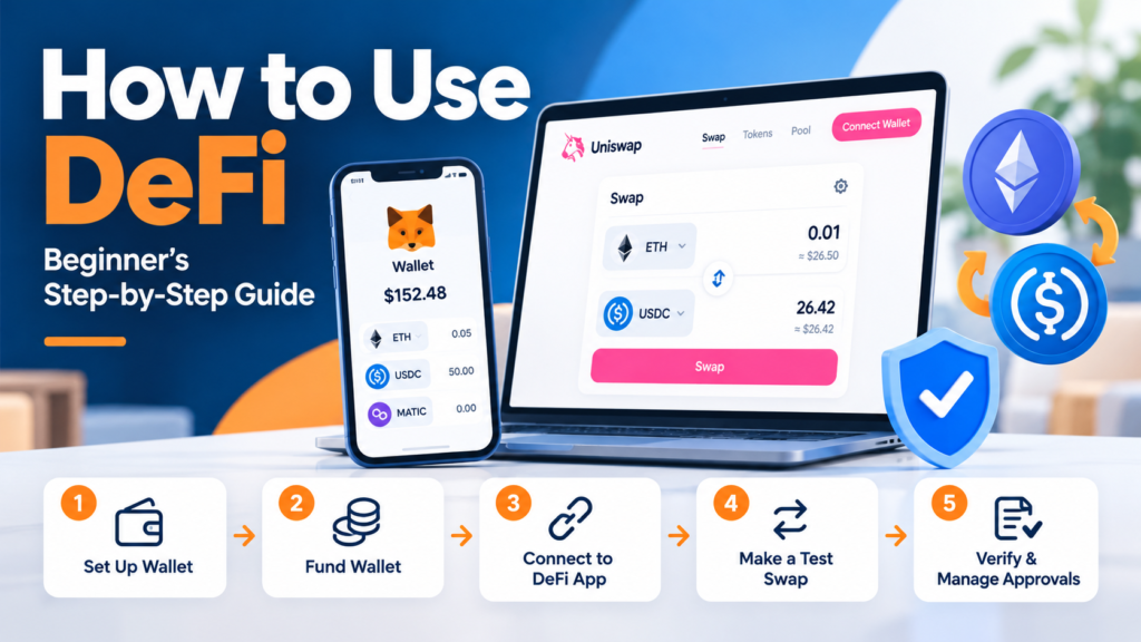How to use DeFi for beginners with crypto wallet setup, token swaps, and security checks