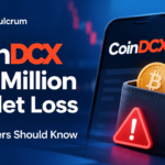 CoinDCX $16 million wallet loss illustration featuring cryptocurrency wallet, Bitcoin, Ethereum, and security warning.